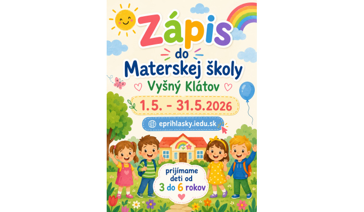 Fotka pre článok Zápis do Materskej školy Vyšný Klátov