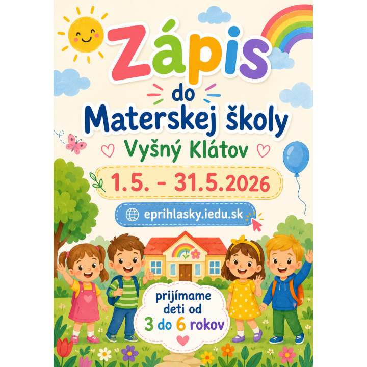 Menšia fotka pre článok Zápis do Materskej školy Vyšný Klátov